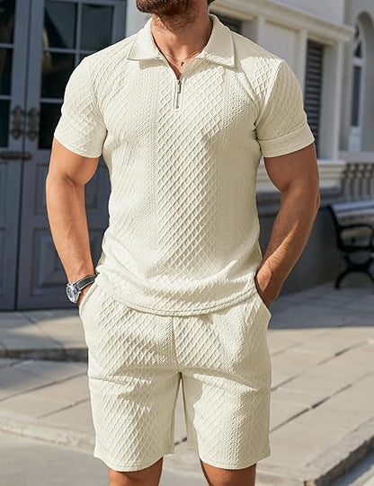 Men's 2-Piece Summer Tracksuit Set - Polo Shirt & Shorts, Short Sleeve Casual Outfit, Comfortable Sportswear for Men