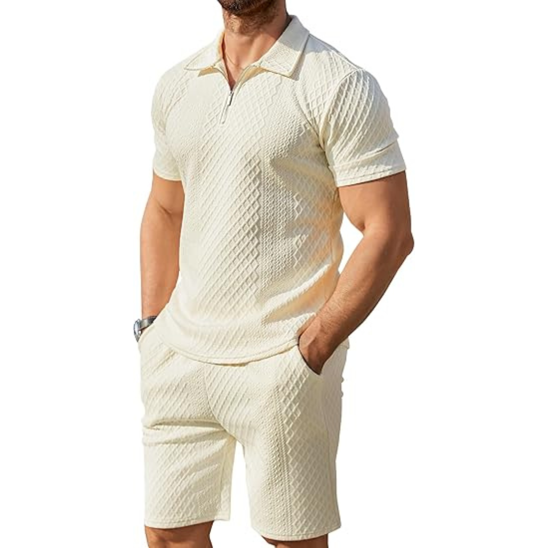 Men's 2-Piece Summer Tracksuit Set - Polo Shirt & Shorts, Short Sleeve Casual Outfit, Comfortable Sportswear for Men