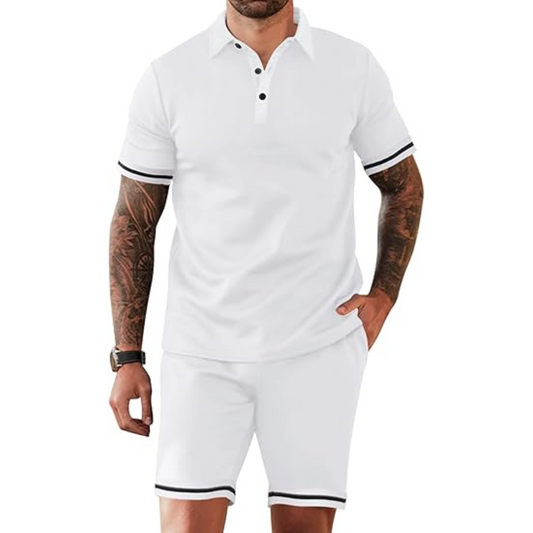 Men's Summer Casual Polo Shirt & Shorts Set - Short Sleeve 2-Piece Athletic Tracksuit, Fashion Sweatsuit Outfit